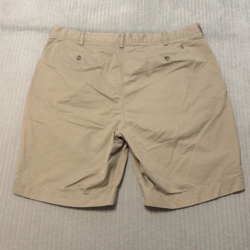Polo Ralph Lauren Prospect Shorts Men 40 Tan Khaki Cotton Chino Flat Front